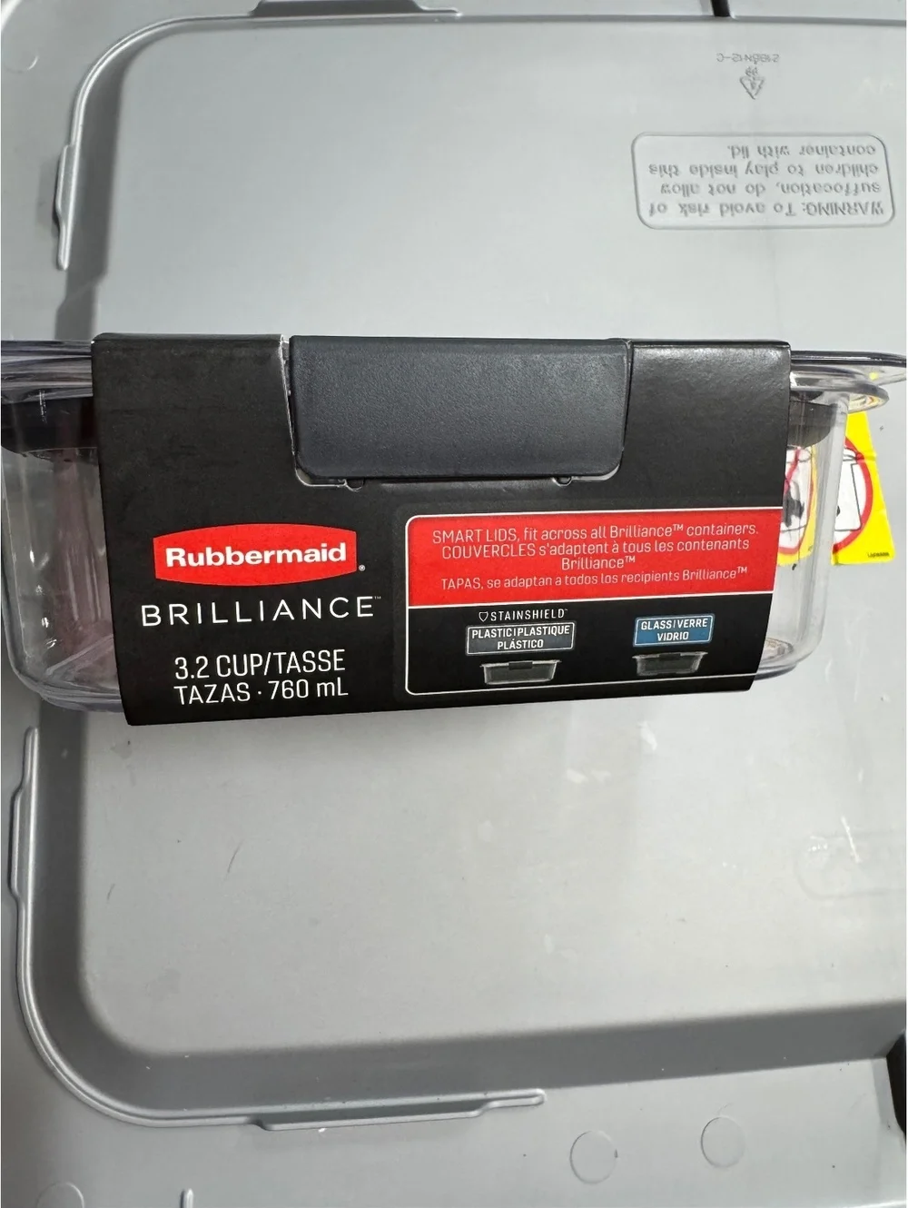 Rubbermaid Brilliance 3.2 Cup Airtight Leak-Proof Plastic Food Storage Container